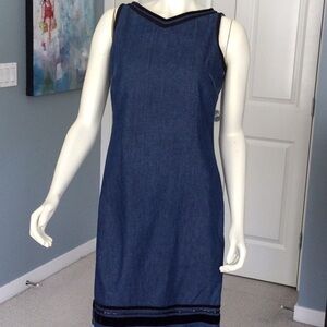 Liz Claiborne Lizwear denim dress with braided and sequin piping